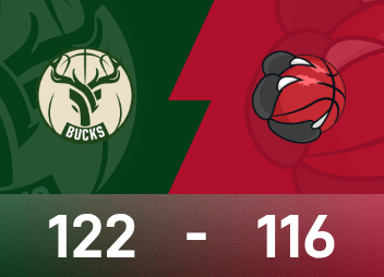 NBA战报：阿德托昆博31分20板7助，雄鹿122-116击败猛龙